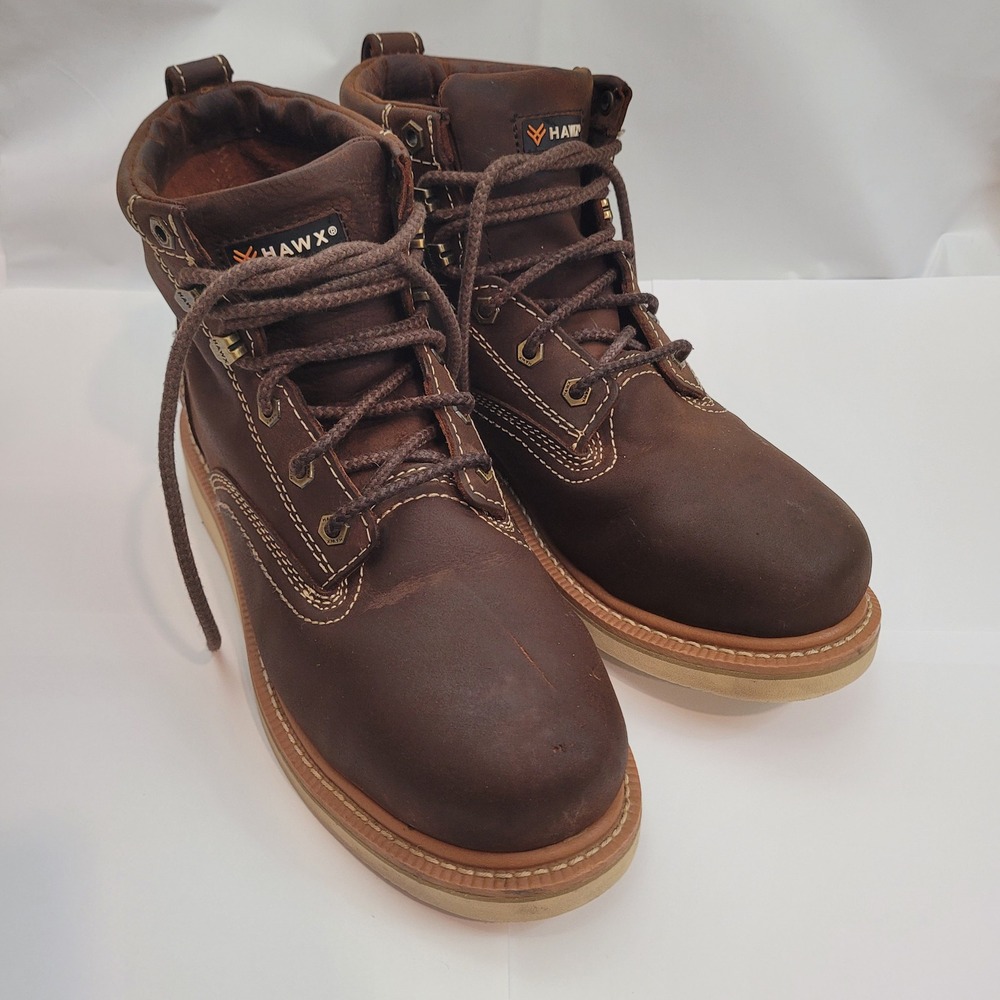 Hawx Work Boots WULP-4 Brown Leather Composite Toe EH PR Wedge Sole Mens 9 M